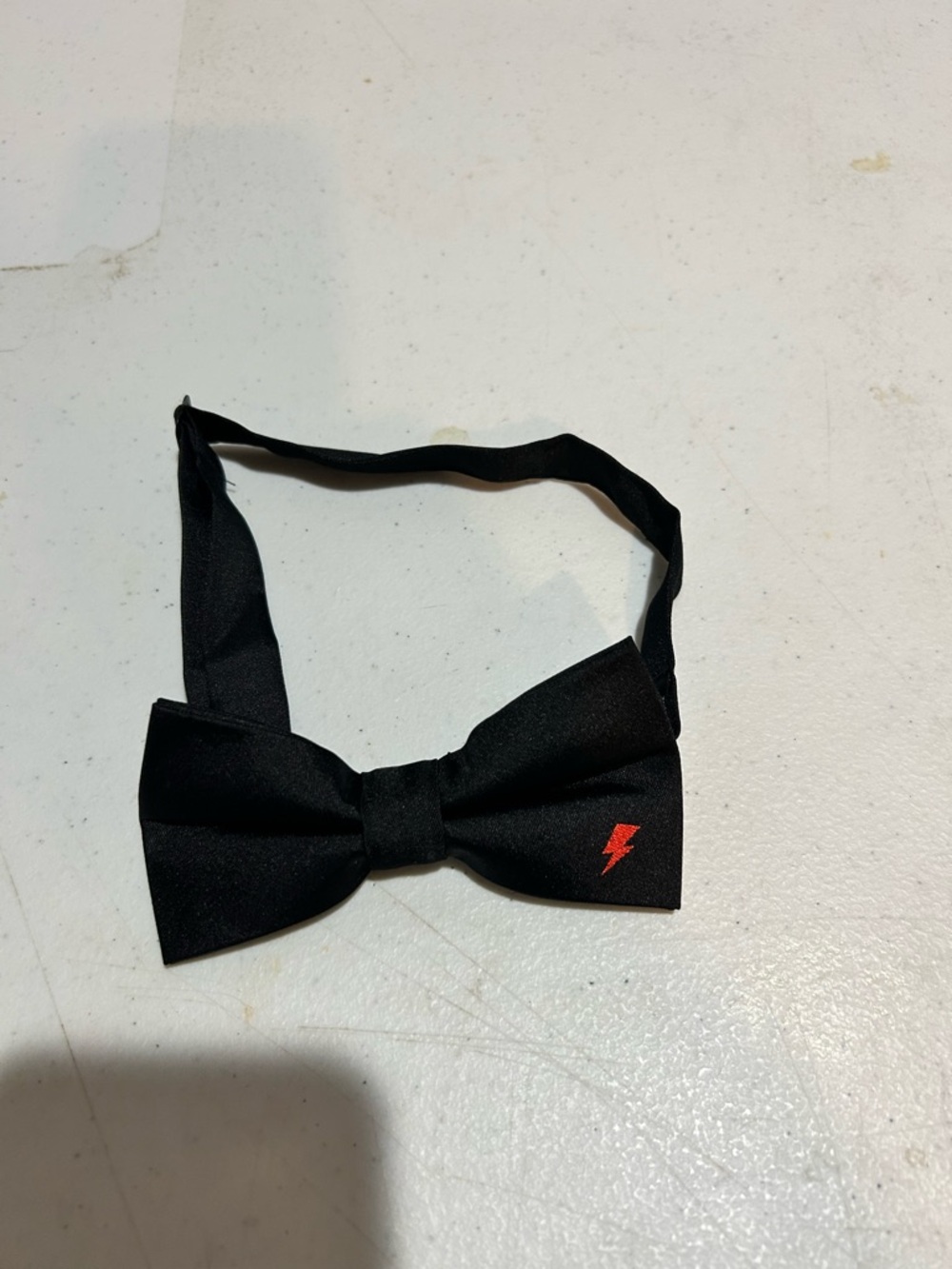 Black Men's Bow Tie with Red Lightning Accent